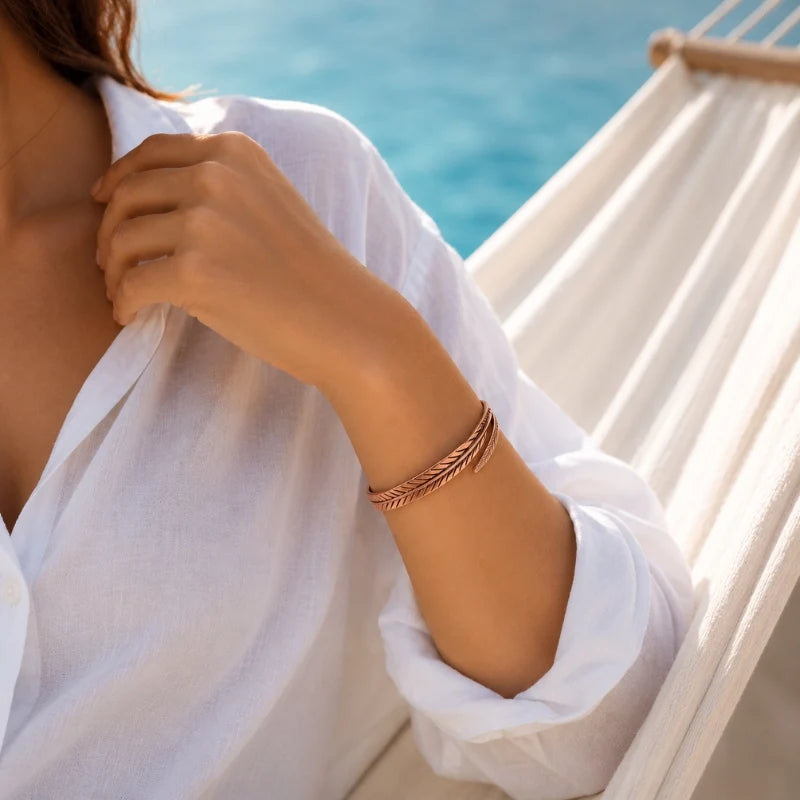 Alma Pure™ – Bracciale FOGLIA DELLA VITA in Rame Puro