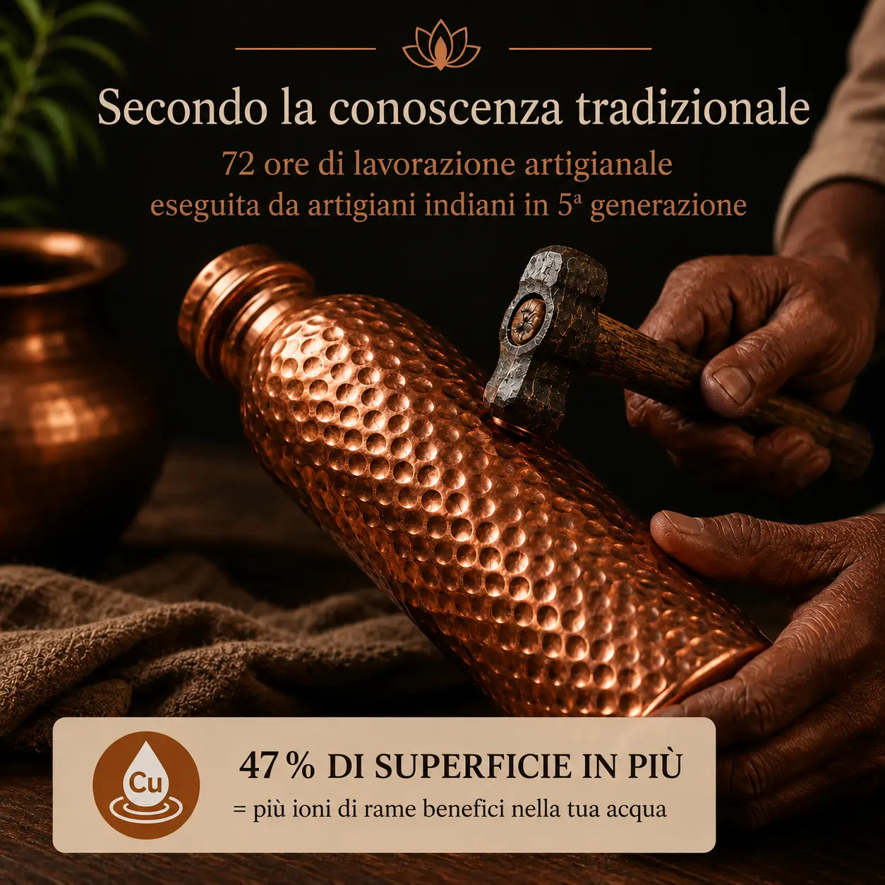 Alma Pure™ – Borraccia Heritage in Puro Rame Massiccio
