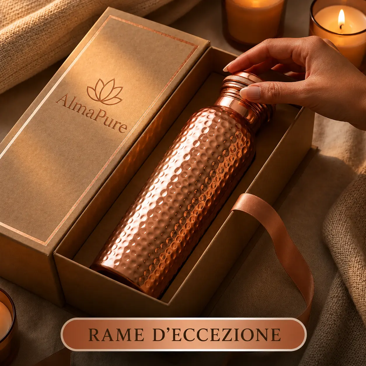 Alma Pure™ – Borraccia Heritage in Puro Rame Massiccio