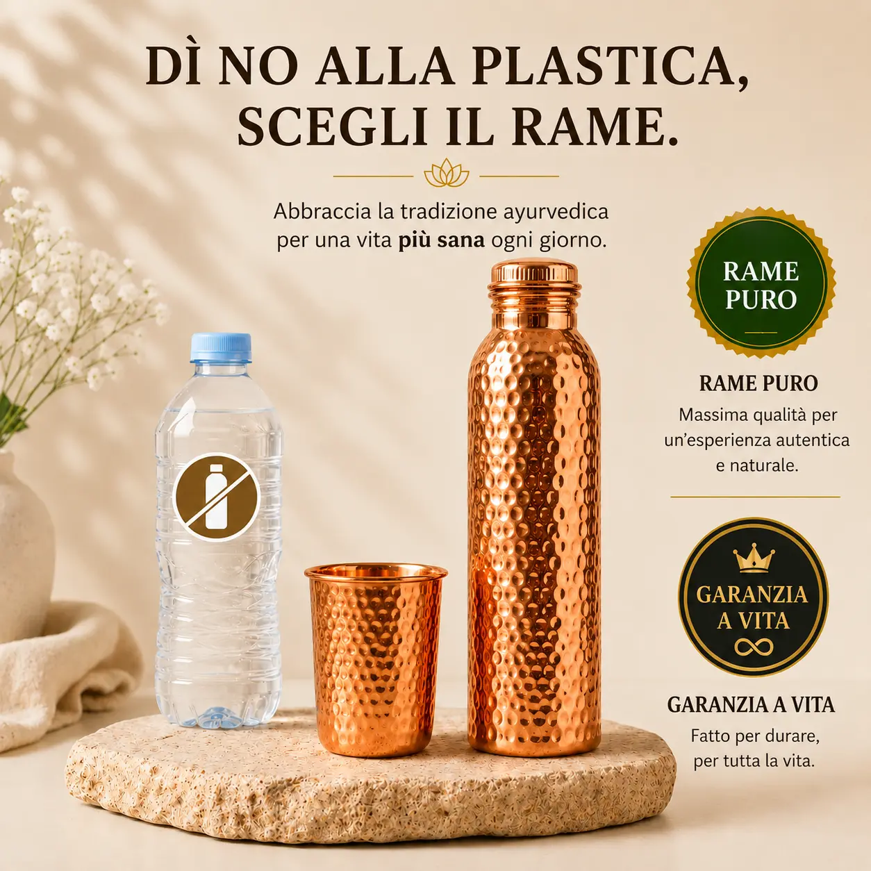 Alma Pure · Borraccia in Rame · Acqua Purificata Naturalmente