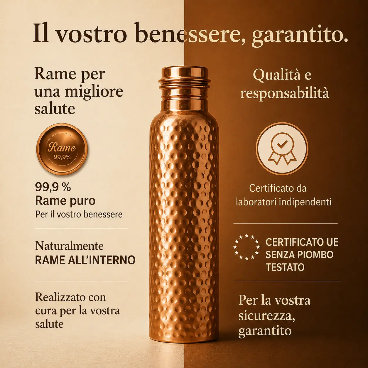Alma Pure · Borraccia in Rame · Acqua Purificata Naturalmente