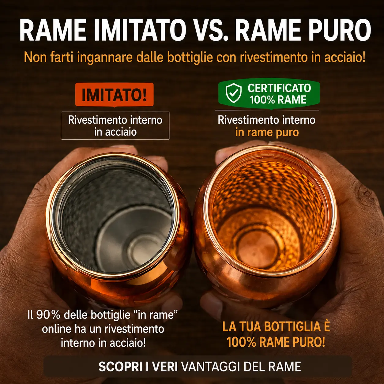 Alma Pure · Borraccia in Rame · Acqua Purificata Naturalmente