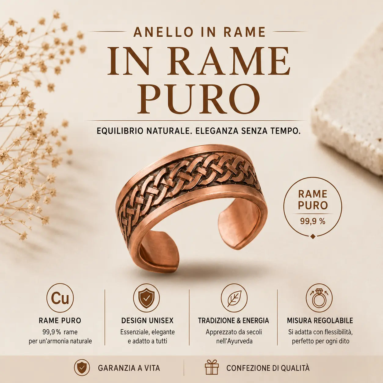 Alma Pure™ · Anello in Rame Rosso Puro