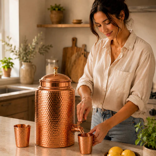 Alma Pure - Dispenser d’acqua in rame puro massiccio al 99,9%