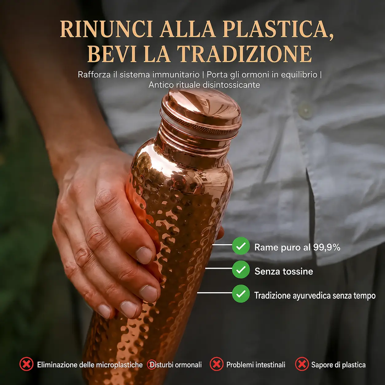 Alma Pure · Borraccia in Rame · Acqua Purificata Naturalmente